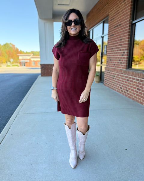 Bonnie Sweater Dress in Wine