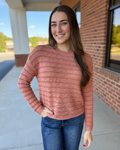 Jessica Textured Sweater in Terracotta FINAL SALE