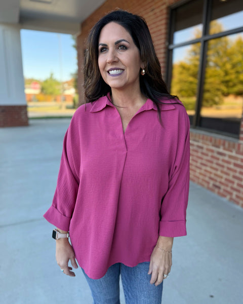 Bradley REG/CURVY Blouse in Dusty Mauve