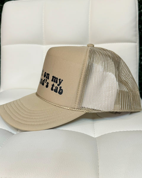 Husbands Tab Trucker Hat in Tan