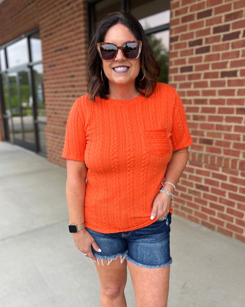 Indie REG/CURVY Knit Top in Tangerine FINAL SALE