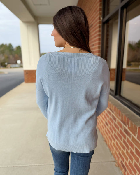 Amanda V-Neck Sweater in Periwinkle FINAL SALE