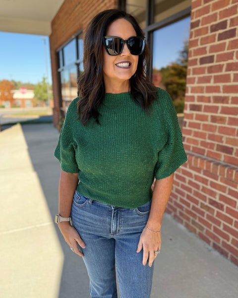 Ainsley Dolman Knit Sweater in Hunter Green