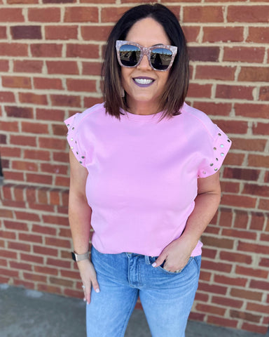 Addison Stud Details Top in Pink