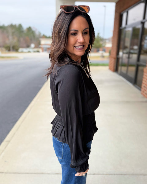 Noah Smock Top in Black FINAL SALE