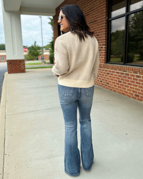 Robin Two Tone Sweater in Oatmeal/Latte