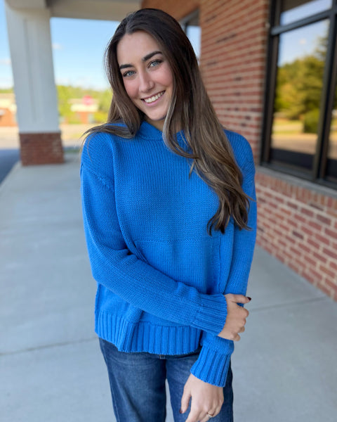 Wesley Hooded Sweater in Blue
