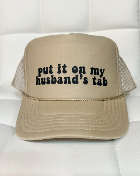 Husbands Tab Trucker Hat in Tan