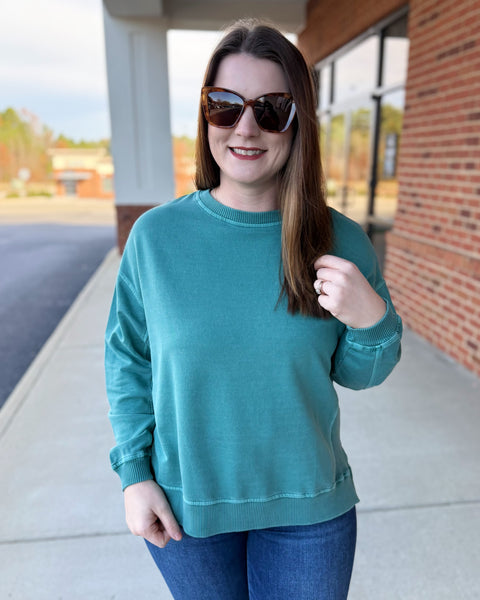 Tyler REG/CURVY Pullover in Teal FINAL SALE