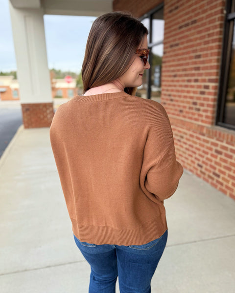 Winslow Drop Shoulder Sweater in Camel