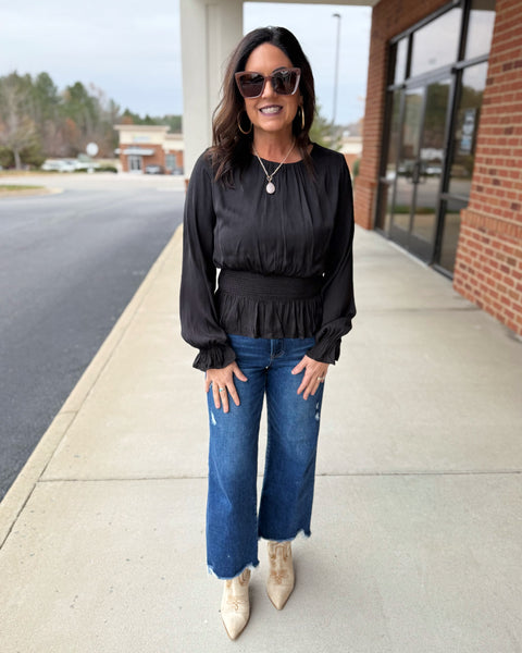 Noah Smock Top in Black FINAL SALE