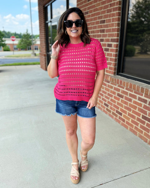 Gayle Knit Top in Neon Raspberry FINAL SALE