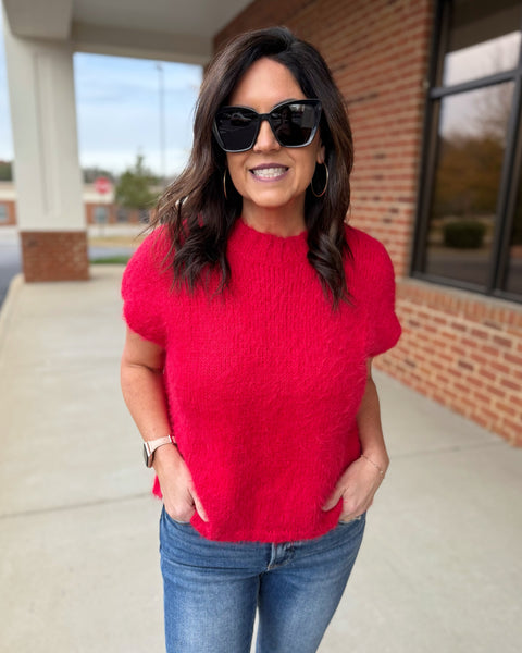 Alex Mohair Sweater in Red