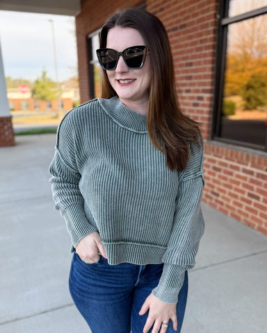 Tinley Washed Sweater in Ash Jade FINAL SALE