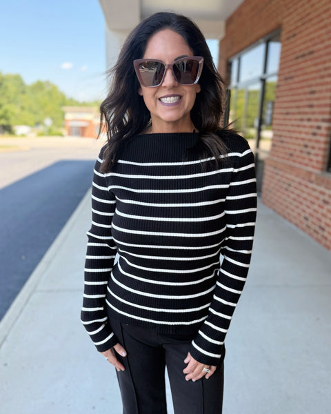 Fran Stripe Top in Black/White