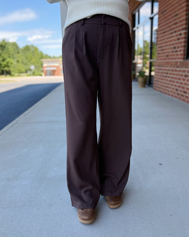 Kacey Pleated Wide Leg Pants in Mocha FINAL SALE