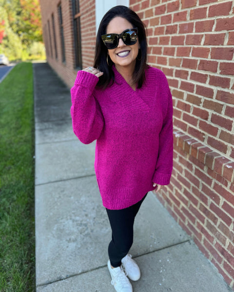 Georgia Slouchy Sweater in Cranberry