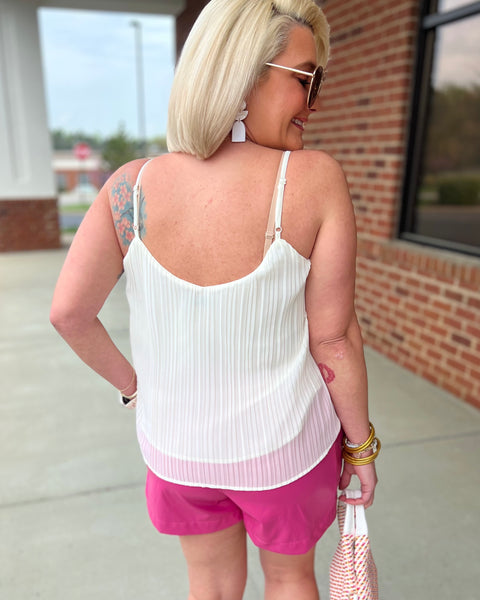 Wallace Pleated Cami Top in Cream