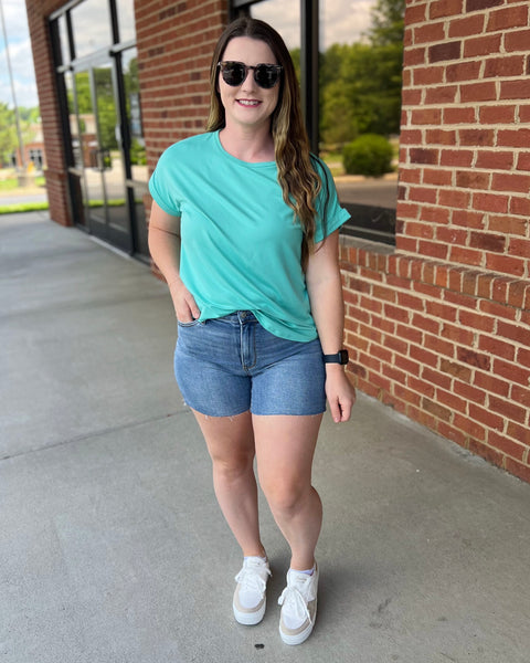 Sloane REG/CURVY Tee in Tiffany Blue FINAL SALE