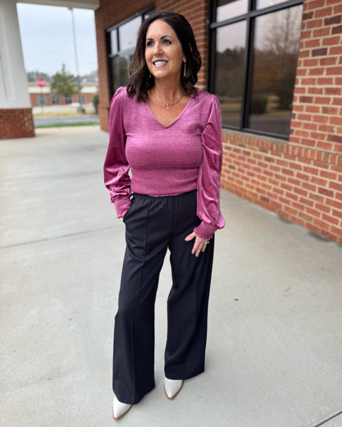 Pippa Velvet Blouse in Mauve