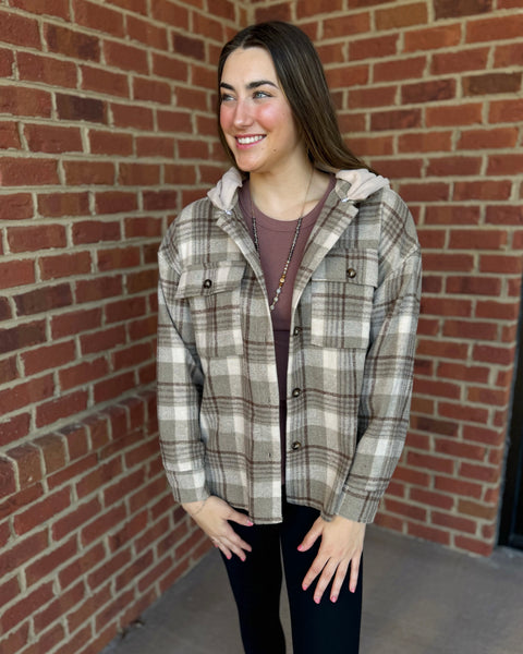 Hadley Vintage Plaid Shacket in Mocha FINAL SALE