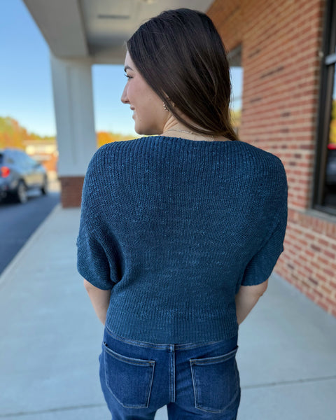 Ainsley Dolman Knit Sweater in Teal