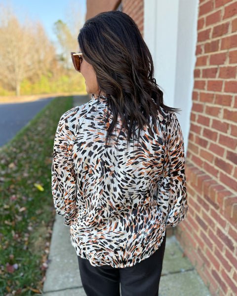 Alani Bubble Sleeve Blouse in Burnt Sienna