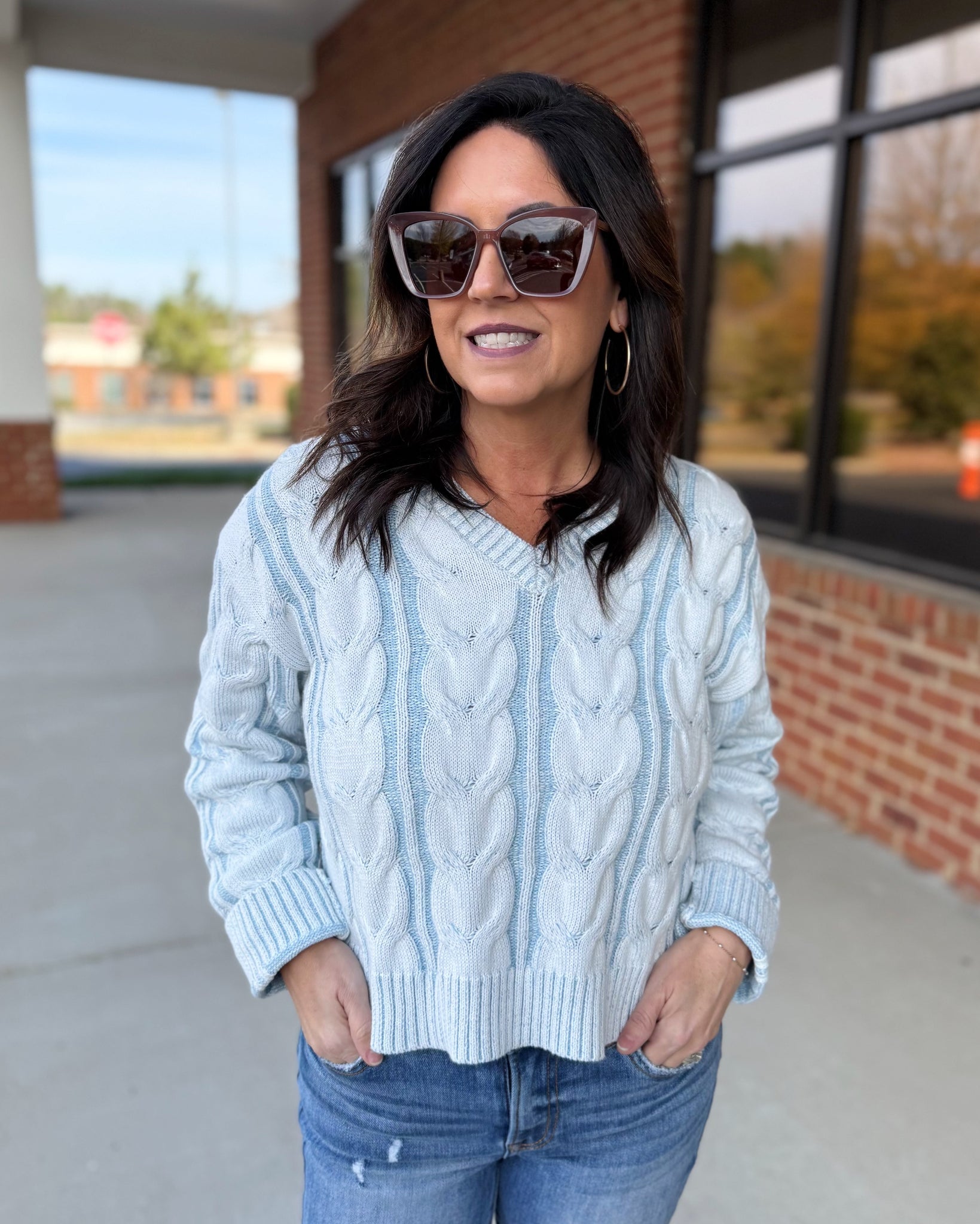 Alia Textured Sweater in Frosted Sky