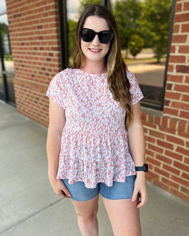 Salem Dot Print Blouse in Blush FINAL SALE