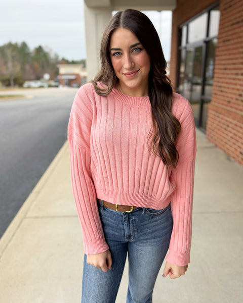 Walker Ribbed Sweater Top in Apricot FINAL SALE