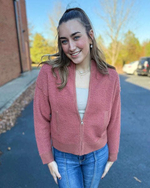 Salem Soft Fluffy Cardigan in Terracotta FINAL SALE