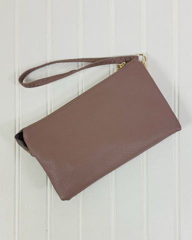 Riley Crossbody/Wristlet in Dark Mauve