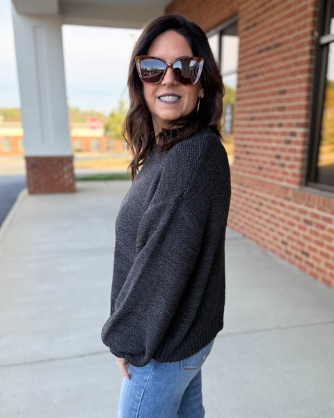 Trudy Balloon Sleeve Sweater in Charcoal FINAL SALE
