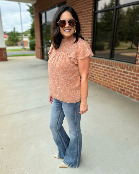 Sabrina Floral Smock Blouse in Clay