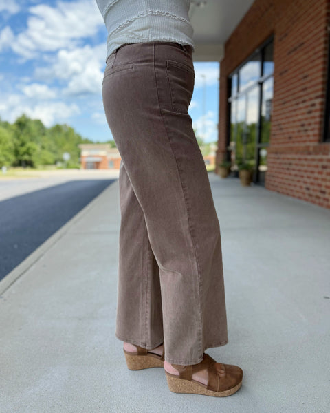 Helena CURVY Wide Leg Pants in Brown FINAL SALE