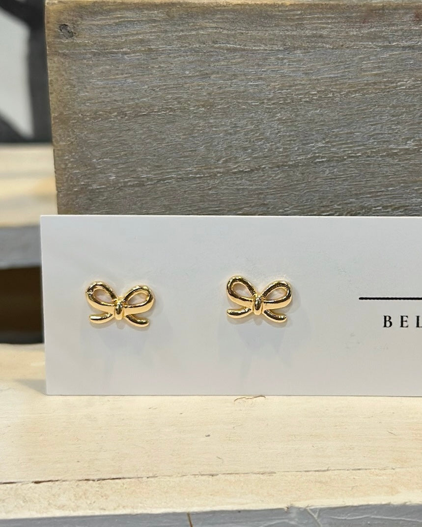 Lela Bow Gold Stud Earrings