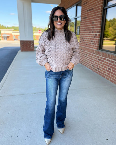 Gemma Cable Knit Sweater in Ash Mocha FINAL SALE