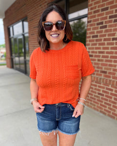 Indie REG/CURVY Knit Top in Tangerine FINAL SALE