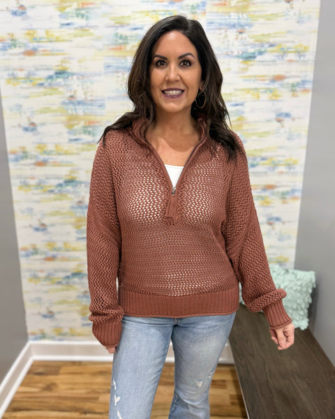 Jordan Half-Zip Sweater in Burlwood