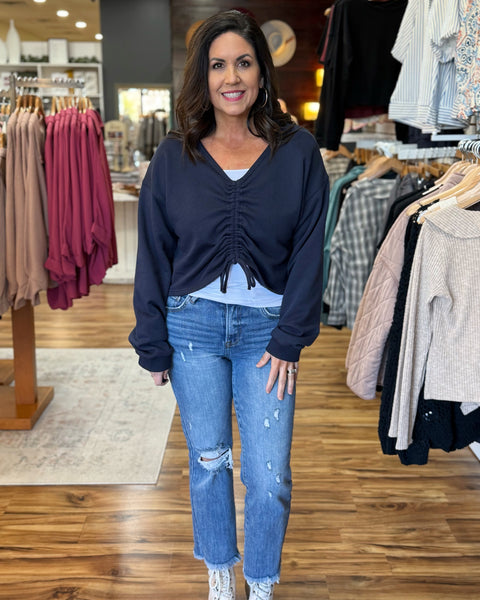 Hadley Reversible Knit Top in Navy