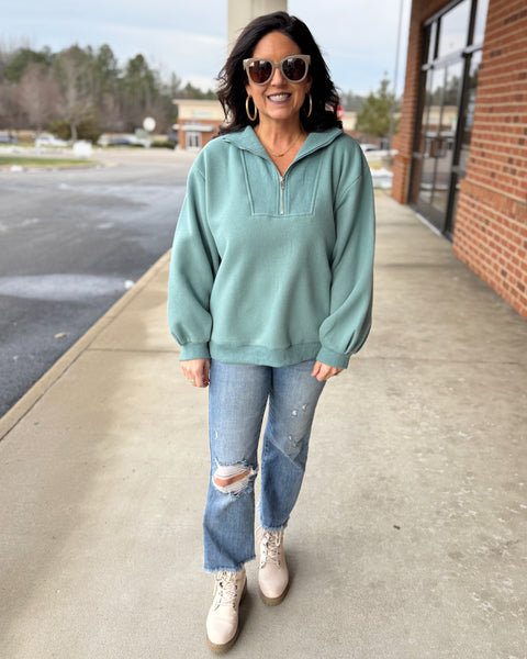 Christy Half Zip Sweatshirt in Slate