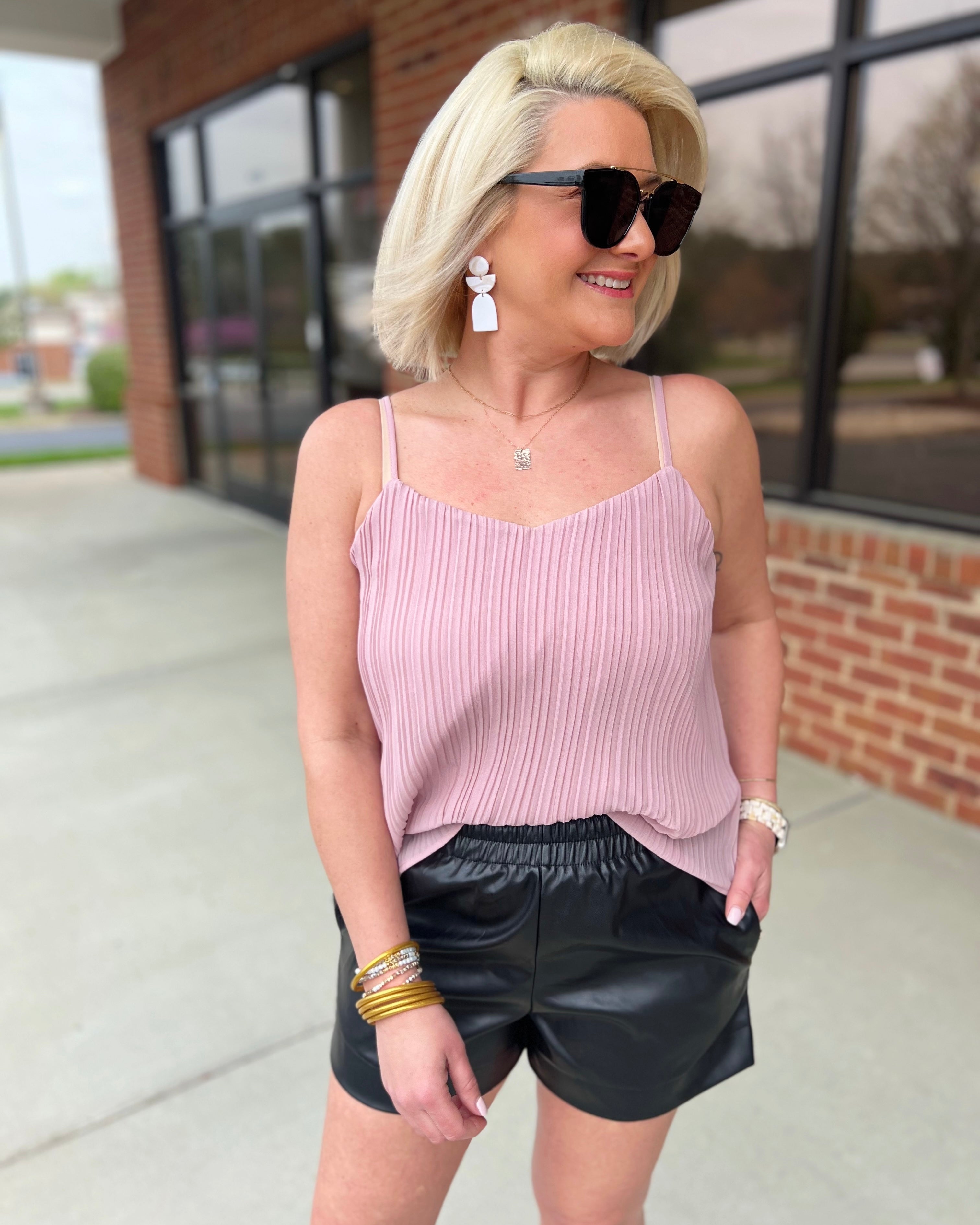 Wallace Pleated Cami Top in Mauve FINAL SALE - Madi Savvy Boutique