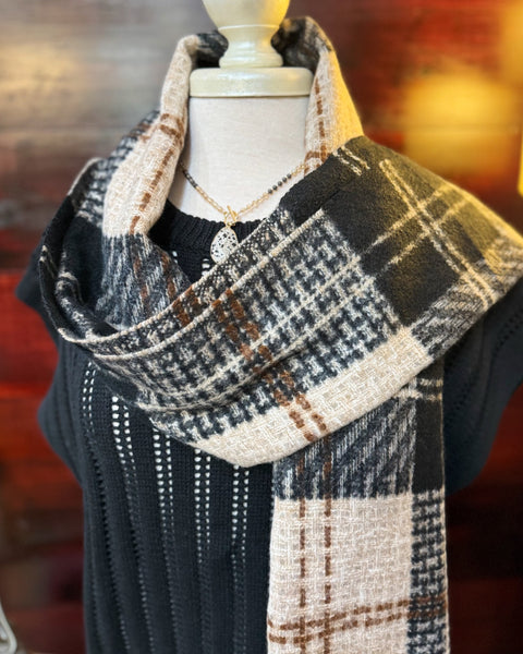 Penny Plaid Fringe Scarf