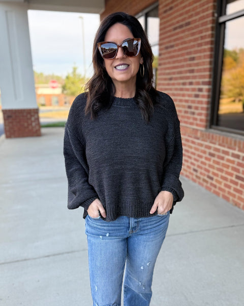 Trudy Balloon Sleeve Sweater in Charcoal FINAL SALE