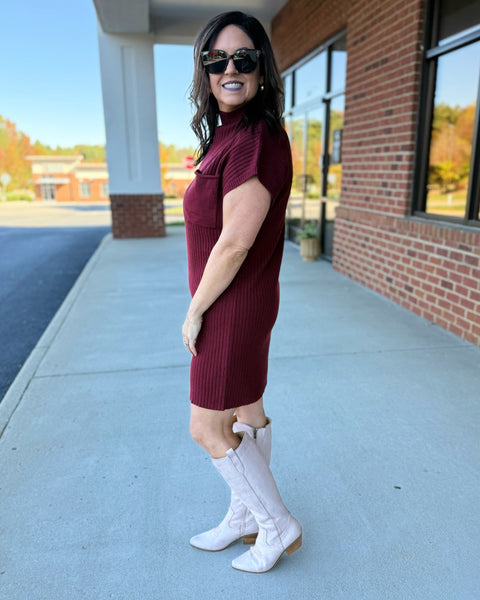 Bonnie Sweater Dress in Wine
