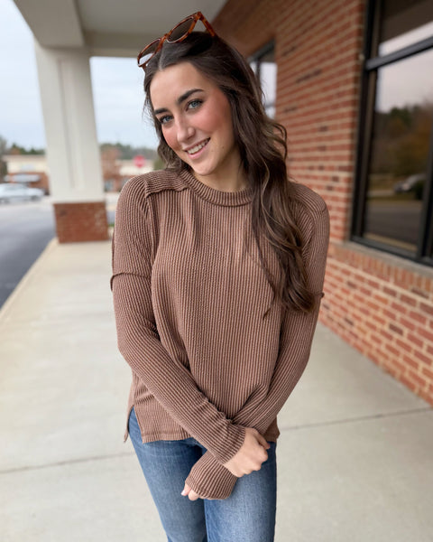 Tiffany REG/CURVY Top in Brown FINAL SALE