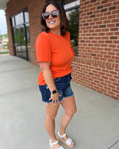 Indie REG/CURVY Knit Top in Tangerine FINAL SALE