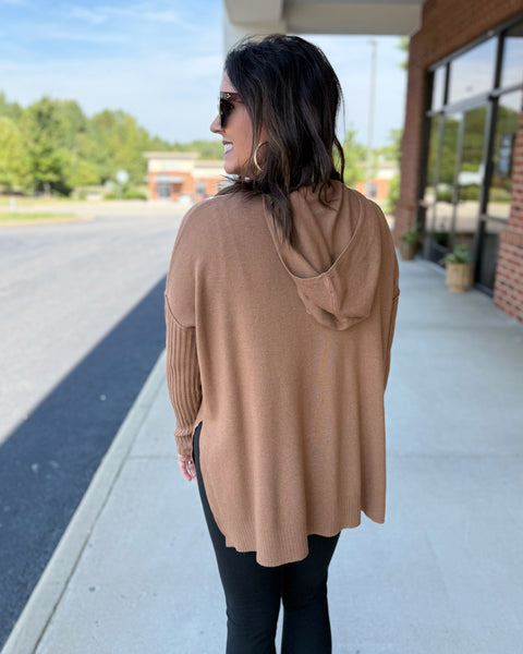 Ellie Hoodie Top in Heather Deep Camel FINAL SALE