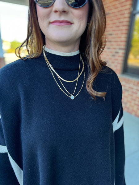 Layered Short Herringbone Necklace in Gold