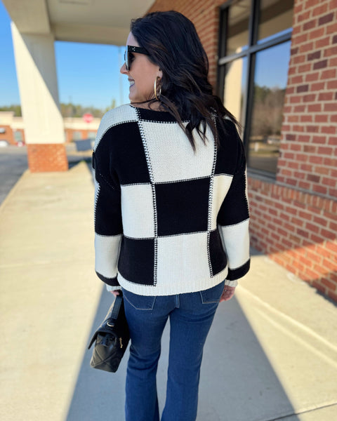 Rachelle Checker Sweater in Black